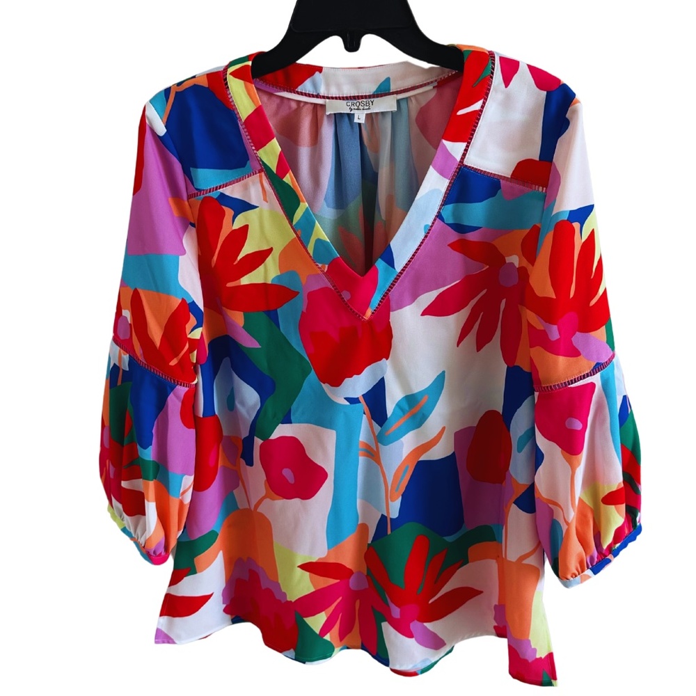 Crosby by Mollie Burch "Happy Paradise" Tunic Top Size Large